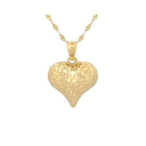 Cadena Gargantilla Corazon Facetado 1.3 cm Oro Amarillo 10k - Elektra, Tu Familia Vive Mejor