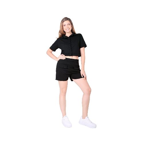 Conjunto Blusa Y Short Mujer Casual Negro Stfashion 52405004 - Elektra, Tu Familia Vive Mejor