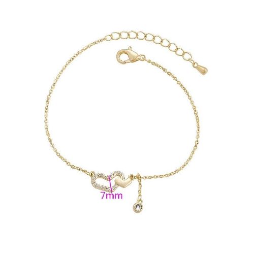 Pulsera Corazones Entrelazados Cristal Oro 14k Laminado - Elektra, Tu Familia Vive Mejor