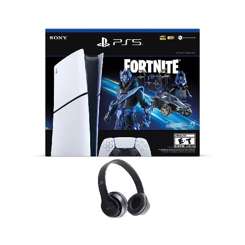 PlayStation 5 Slim 1TB Digital + Juego descargable Fortnite + Audífonos Bluetooth - Elektra, Tu Familia Vive Mejor