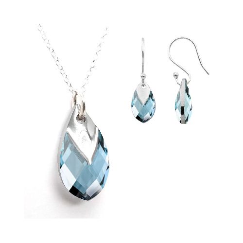 Set Collar y Aretes Pear Shaped Zvezda 0.925 Mujer Azul claro - Elektra, Tu Familia Vive Mejor