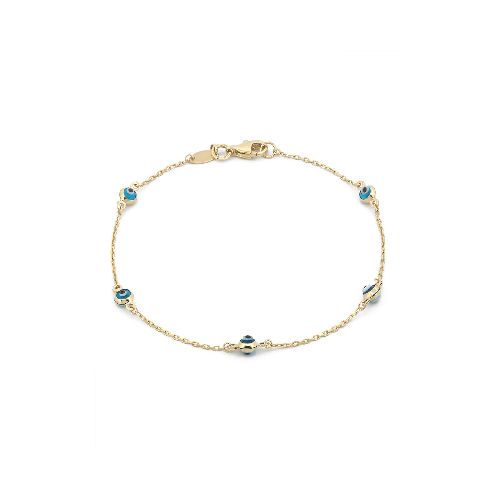 Pulsera Ojitos Azul Fuerte Oro Solido 10k - Elektra, Tu Familia Vive Mejor