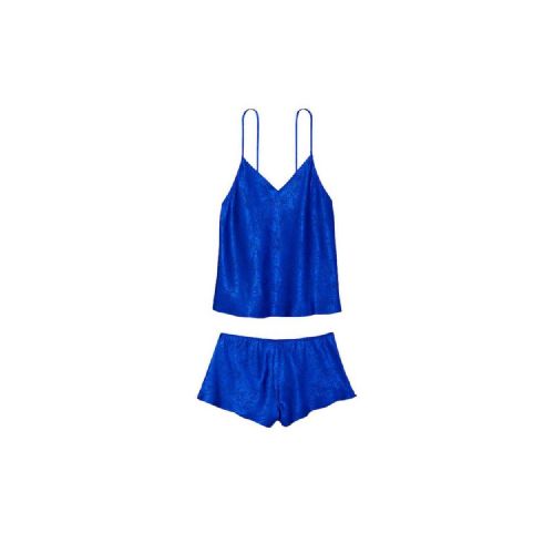 Conjunto Pijama Cami y Shorts Victoria's Secret Satén Azul Rey - Elektra, Tu Familia Vive Mejor