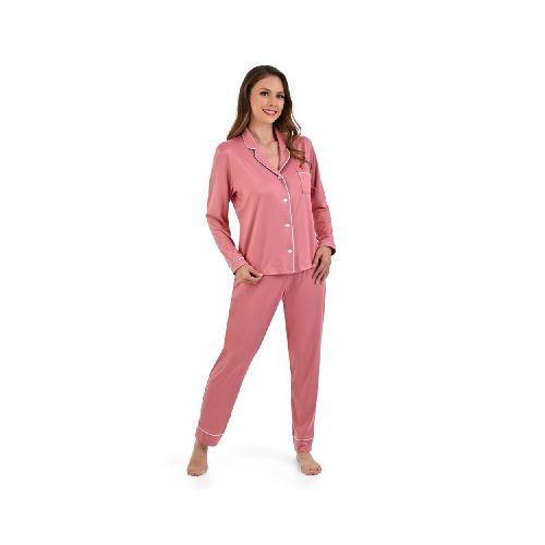 Pijama Pantalon Camisera Jevec Brush PJ2201 Palo de Rosa - Elektra, Tu Familia Vive Mejor