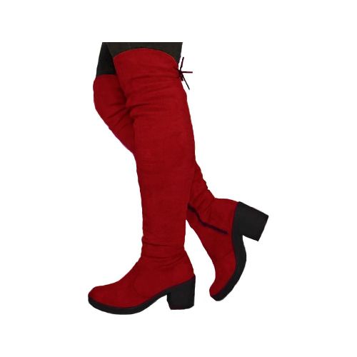 Bota Larga Para Mujer Maxi Bota Redonda Roja Nyxmart - Elektra, Tu Familia Vive Mejor