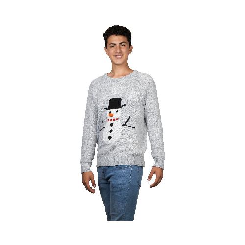 Suéter Muñeco de Nieve REV Suéter Divertido para Hombre, Ugly Sweater Gris Talla Adulto Ideal Fiestas de Navidad - Elektra, Tu Familia Vive Mejor