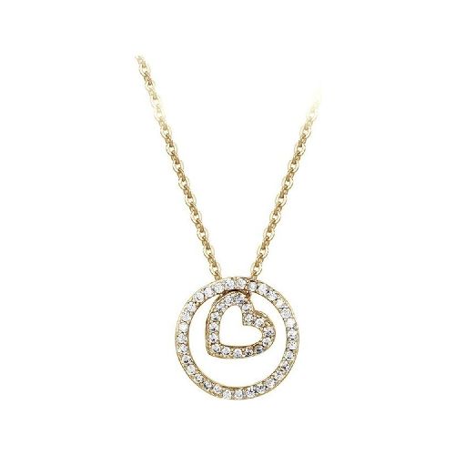 Collar Corazón Micropave Cristal Oro 14k Laminado Dorado - Elektra, Tu Familia Vive Mejor