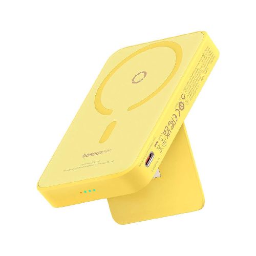 Power Bank Magnética 5000 mAh PD 20W Baseus Soporte y USB-C Amarillo - Elektra, Tu Familia Vive Mejor