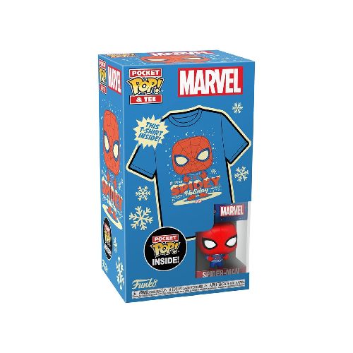 Funko Pop Keychain & Tee: Marvel Holiday - Playera Infantil Extra Chica Con Llavero Spiderman - Elektra, Tu Familia Vive Mejor