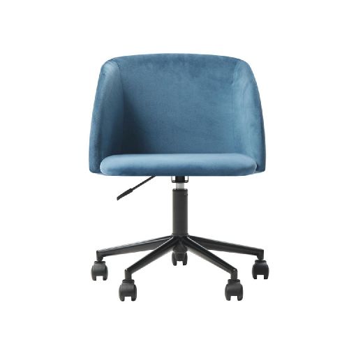 Silla de Oficina Giratoria en Terciopelo Azul con Altura Ajustable y Asiento Acolchado - Elektra, Tu Familia Vive Mejor