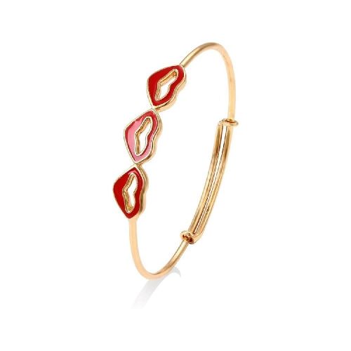 Fina Pulsera Niña Corazones Besos Rojos Oro 18k Laminado - Elektra, Tu Familia Vive Mejor