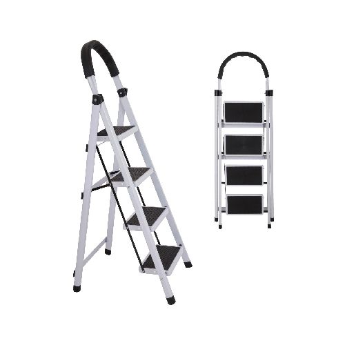 Escalera Tubular Plegable Taburete Acero 4 Escalones - Elektra, Tu Familia Vive Mejor