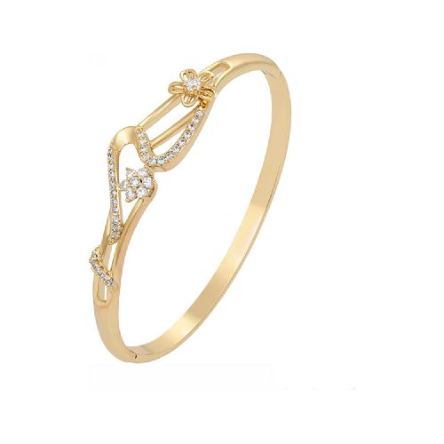 Pulsera Brazalete Flores Pensamiento Cristales Oro 14K Laminado Dorado - Elektra, Tu Familia Vive Mejor