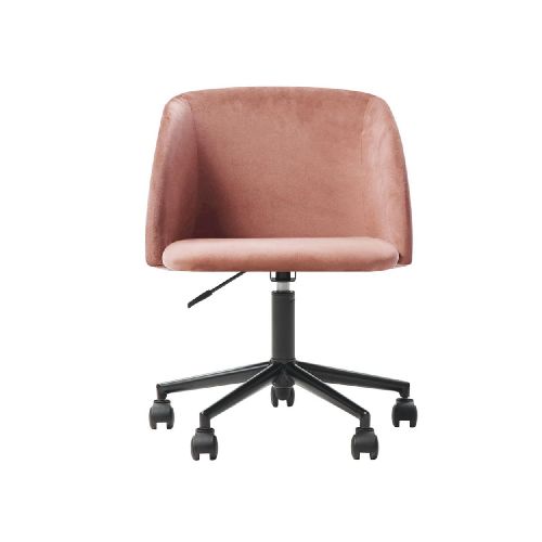 Silla de Oficina Giratoria en Terciopelo Rosa con Altura Ajustable y Asiento Acolchado - Elektra, Tu Familia Vive Mejor