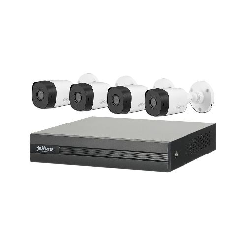 Kit de Vigilancia Dahua DVR de 4 Canales 2MP y 4 Cámaras de 720p. - Elektra, Tu Familia Vive Mejor