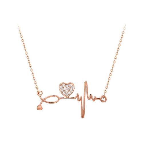 Collar Electro Doctor Cristal Oro 14k Laminado Rosa - Elektra, Tu Familia Vive Mejor