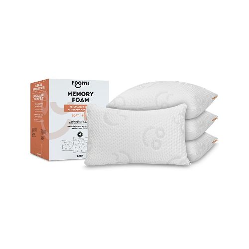 Almohada Ajustable Pack 4 de Memory Foam Triturado Roomi - Elektra, Tu Familia Vive Mejor