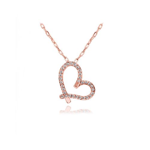 Collar Indira Rose Gold con dije de corazón de chapa de oro rosa 18K. - Elektra, Tu Familia Vive Mejor