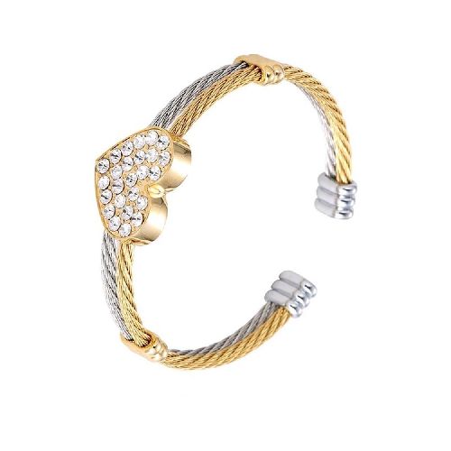 Pulsera Corazón con Cristales Oro 14k Laminado  Dorado 55 cm - Elektra, Tu Familia Vive Mejor