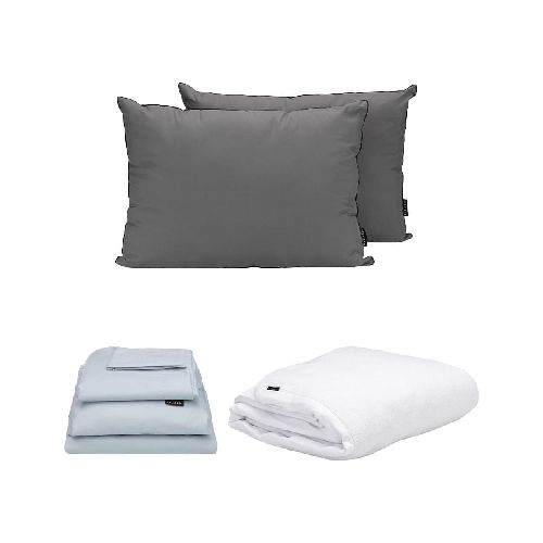 Juego de Sábanas Queen Size Platino + Protector C + Almohada 2Pck CZD - Elektra, Tu Familia Vive Mejor