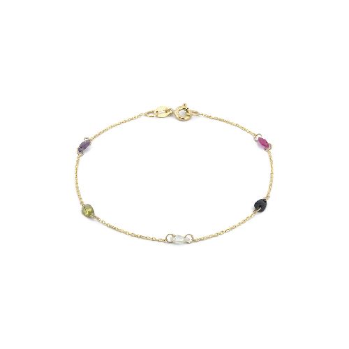 Pulsera Con Zirconias Colores Oro Sólido 10k - Elektra, Tu Familia Vive Mejor