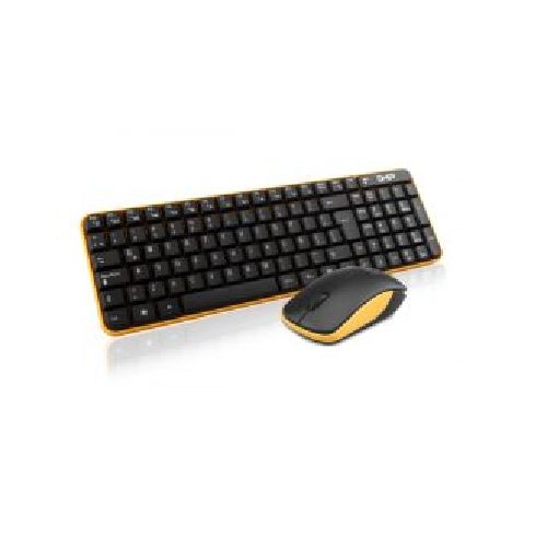 Kit Teclado y Mouse Ghia Inalámbrico 2.4ghz Color Negro y Amarillo Modelo GT4000NA  