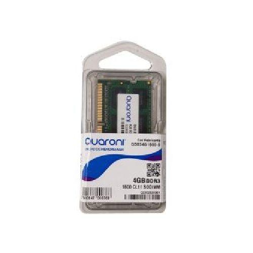 Memoria Ram Quaroni Sodimm Ddr3 4GB 1600mhz Pines 204 Modelo QDD34G1600-S  