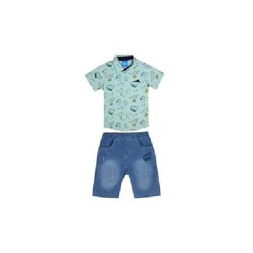 Conjunto Short Black Tuna Con Camisa Dinosaurios Para Bebés CX9256