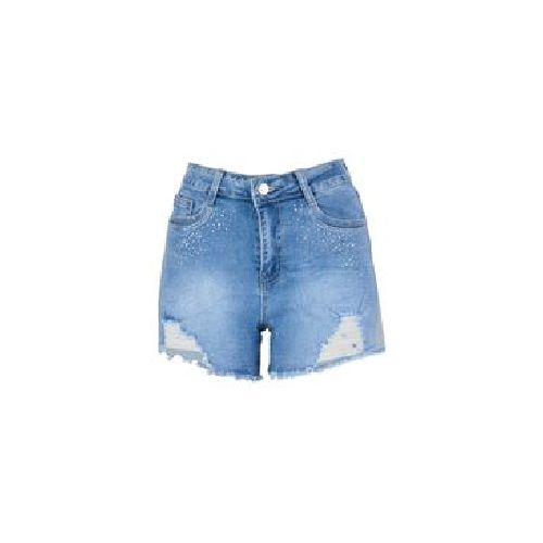 Short Miss Calif Denim Con Pedreria Y Rasgado Para Mujer PM-JN-6314