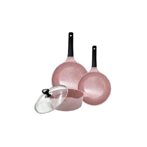 Set Queen Sense Olla Y Sartenes Con Tapa Rosa SJM031-11