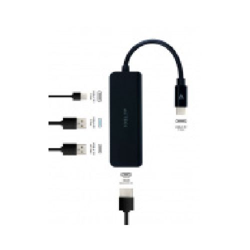 Acteck Hub USB C 3.1 Macho - 1x USB 3.0, 1x USB A 2.0 A, 1x USB C, 1x HDMI Hembra, 10.2Gbit/s, Negro  