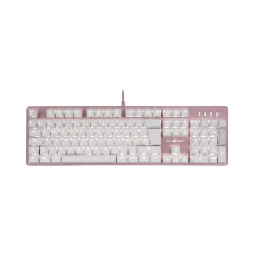 Teclado Gamer Game Factor KBG400, Teclado Mecánico, Switch KRED Blue, Alámbrico, Rosa (Español)  