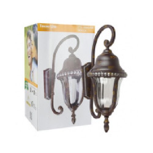 Tecnolite Lámpara Farol para Pared Rocca, Exteriores, máx. 26W, Base E27, Bronce, para Casa - No Incluye Foco  