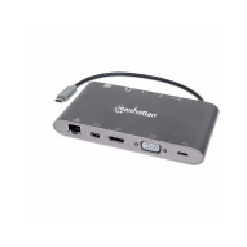  Compra Manhattan Docking Station USB C, 3x USB 3.0, USB C, HDMI, VGA 152808 | Cyberpuerta.mx