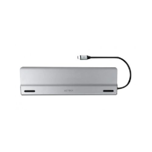 Acteck Docking Station Port X DH690 USB C, 3x USB A 3.0, 2x USB C 3.0, 2x USB A 2.0, 1x HDMI, 1x VGA, 1x RJ-45, Plata  