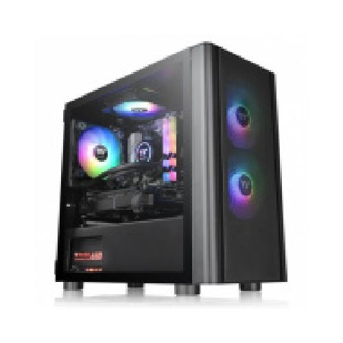 Gabinete Thermaltake V150 con Ventana, Micro-Tower, micro ATX, Mini-ITX, USB 2.0, sin Fuente, 3 Ventiladores Instalados ARGB, Negro  