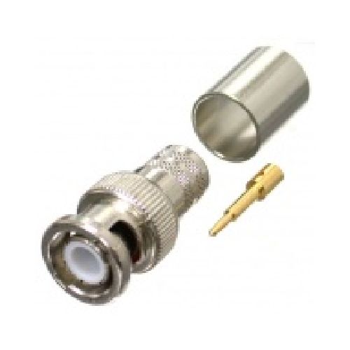 RF Industries Conector BNC Macho de Anillo Plegable para RG-8/U/LMR-400/9913/CNT-400, Níquel  