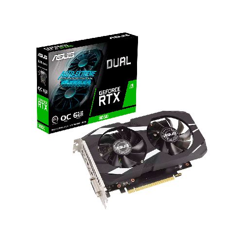 TARJETA DE VIDEO ASUS GEFORCE RTX 3050 OC 6GB GDDR6 96BITS PCIE4 DP HDMI DVI 8K DUAL FAN DUAL-RTX3050-O6G  