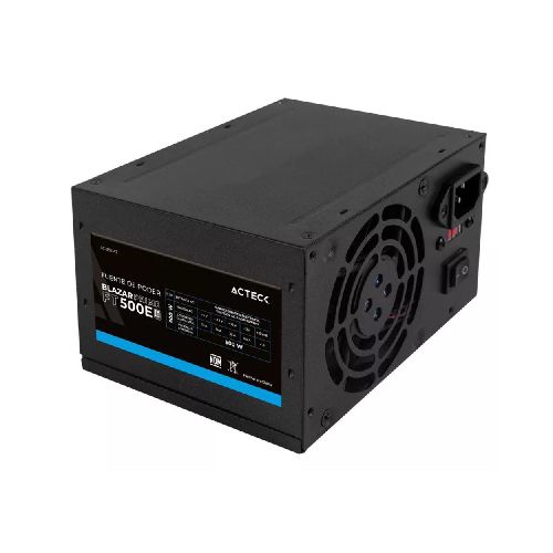 FUENTE DE PODER ACTECK (AC-938143) FT500P,500W,24PINES,2 SATA,2 MOLEX,VENT 80MM,NEGRO  