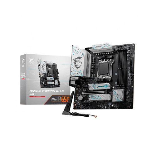 TARJETA MADRE MSI B650M GAMING PLUS WIFI AM5 4xDDR5 HDMI DP 2xM.2 MATX  