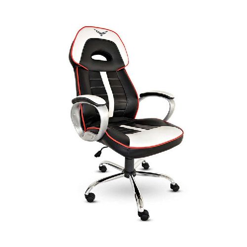 SILLA GAMER NACEB WARHAMMER PIEL SINTETICA Y NYLON NO RECLINABLE COLOR NEGRO CON BLANCO NA-0910  