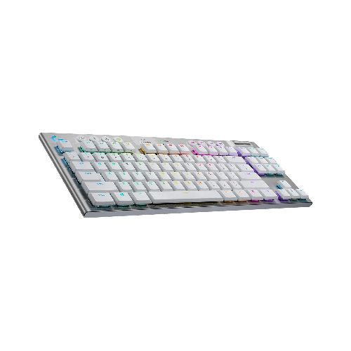 Teclado Gamer Mecánico Logitech G915 TKL Blanco Lightspeed Inalámbrico / Inglés / Switches Bajo Perfil Khail Brown / RGB Lightsync / 920-009660 NLL