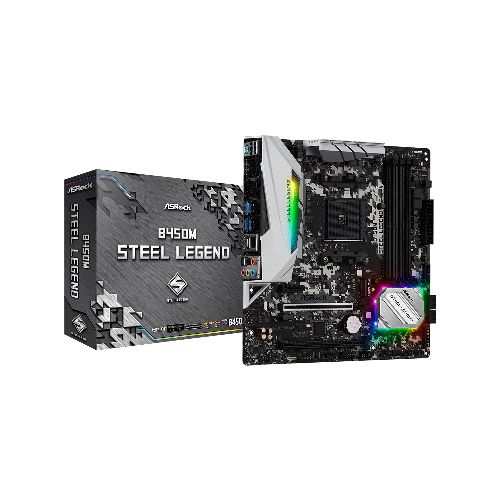 Tarjeta Madre Asrock B450M Steel Legend / AM4 / mATX / Polycrome Sync RGB