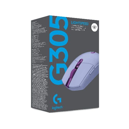 Mouse Gamer Inalámbrico Logitech G305 Lightspeed Lila / Sensor HERO / 12,000 DPI / 910-006021 NLL