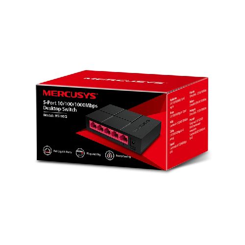 Switch de escritorio Mercusys de 5 puertos 10/100 / 1,000 Mbps