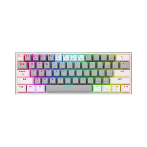 Teclado Gamer Inalambrico Mecanico 60% REDRAGON FIZZ PRO K616 / Redragon Switch / RGB / Blanco con Gris / Español  