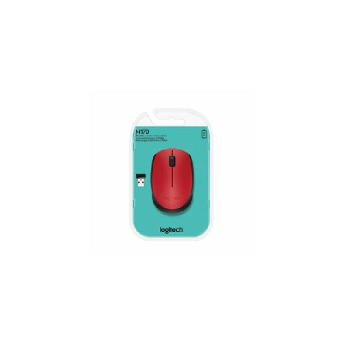 Mouse Logitech Óptico M170, Inalámbrico, USB, Negro/Rojo  