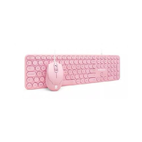 Kit de Teclado y Mouse BRobotix 6001196, Alámbrico, USB, Rosa (Español)  