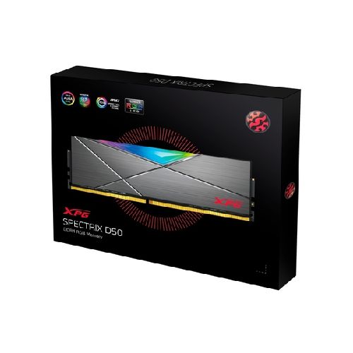 Memoria Ram XPG Spectrix D50 RGB DDR4, 3200MHz, 8GB, Non-ECC, CL16, XMP, Titanio  