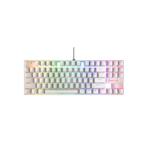 Teclado Gamer Redragon Kumara K55 LED RGB, Teclado Mecánico, Switch Blue, Alámbrico, Blanco (Español)  